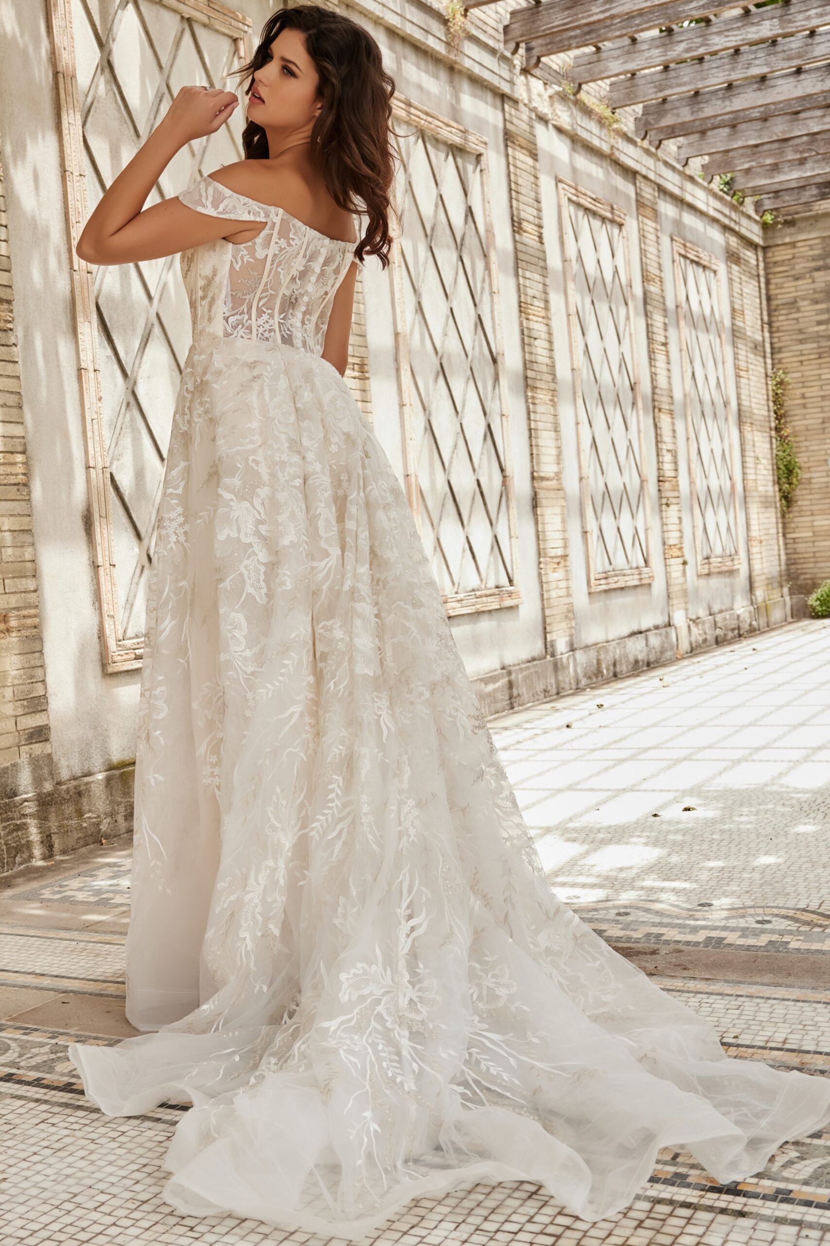 Acka sheer shoulder dress （ivory） 即購入可 Alexia Off-The-Shoulder Gown