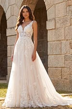 v neckline lace bridal gown JB220005