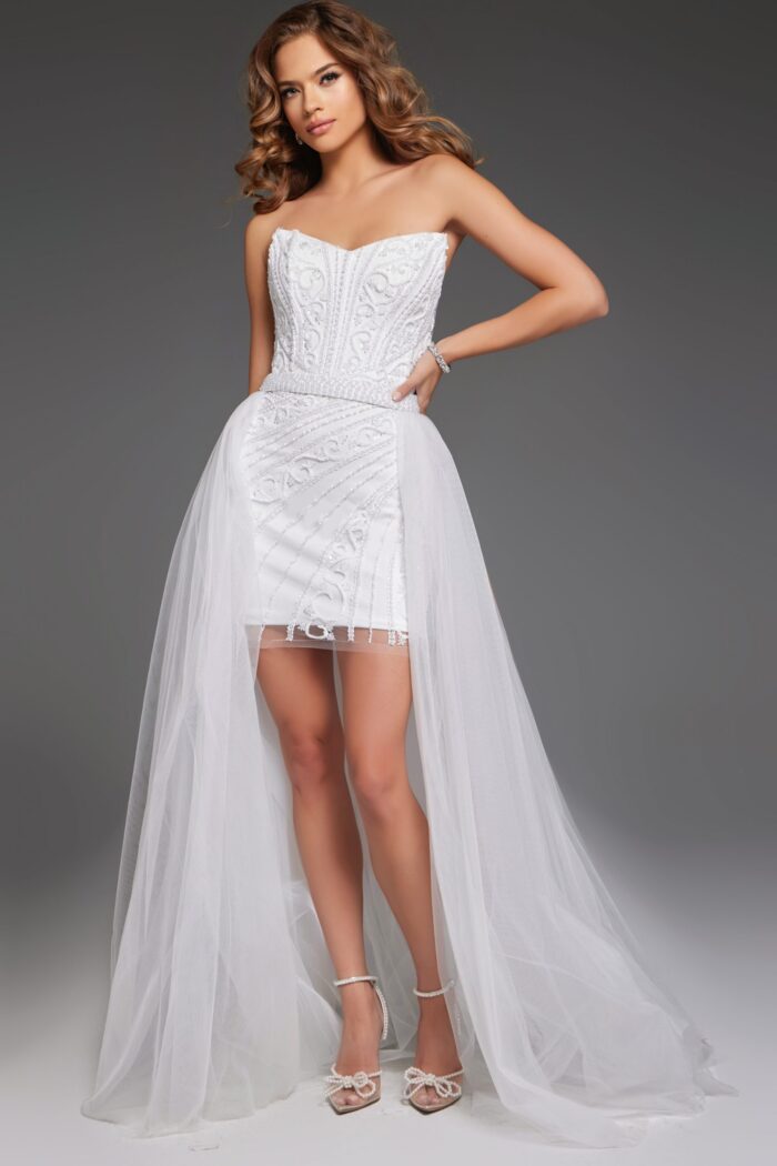 Elegant Strapless Bridal Gown with Detachable Train JB22274