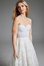 Close-up of Jovani JB36644 with beaded detail and sweetheart neckline.