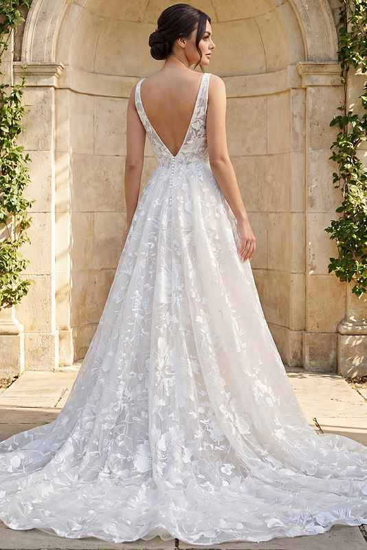 chinese dress ladies Beautiful Satin Long Sleeves Ball Gown Open Back Wedding Dresses with –  Simidress main image 1