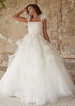 JB37575 white ball gown with detailed embroidery