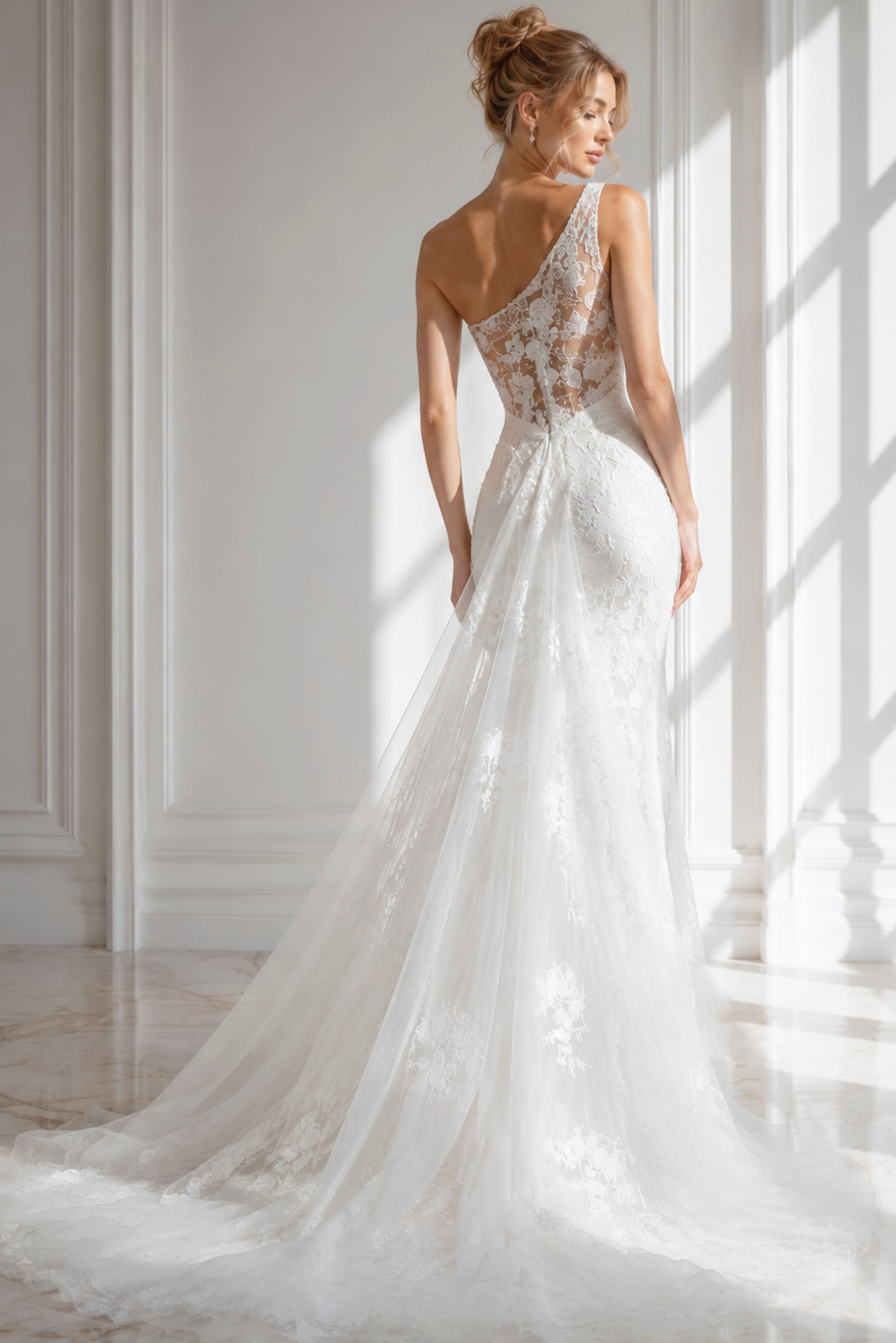 White One Shoulder High Slit Bridal Dress JB37601 | Jovani
