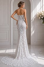 All-over floral lace silhouette designed to contour the body with timeless sophistication.