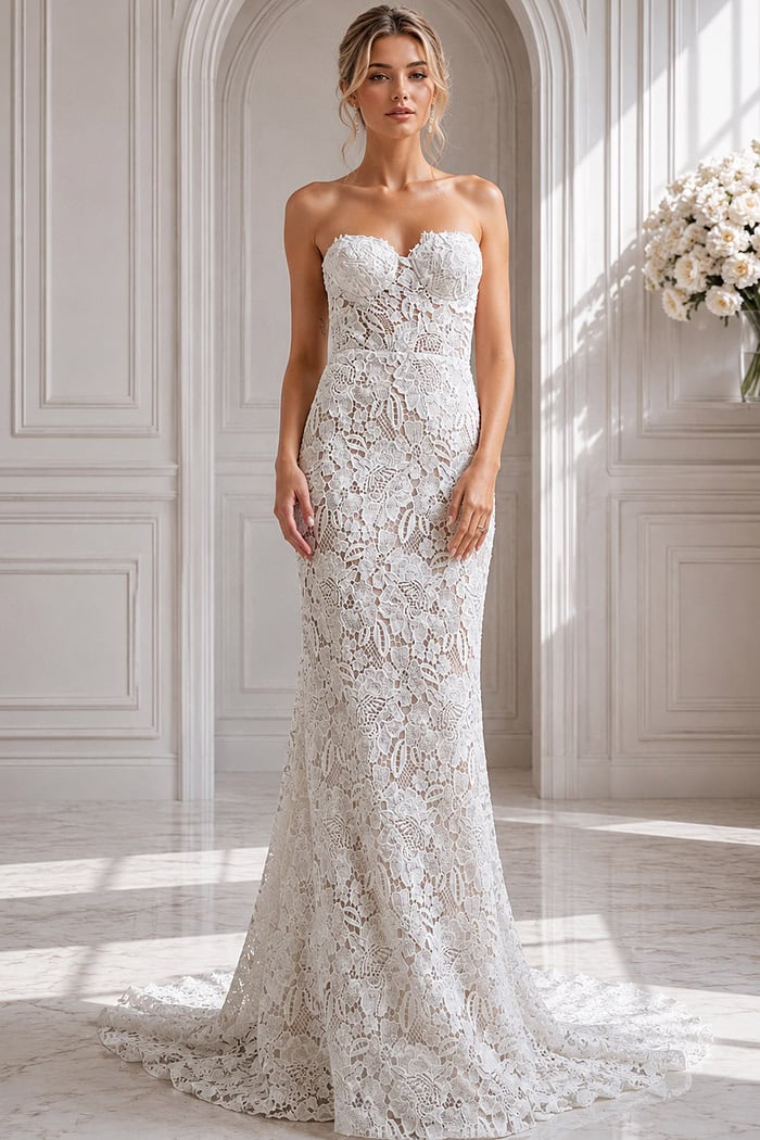 romantic wedding dresses A-line Sweetheart White Tulle Modest Dress Floral Bri The nature Romantic Ivory Lace Flower Appliques