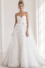 ruffled skirt strapless a line dress JB38958