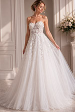 strapless a line tulle bridal gown JB39160