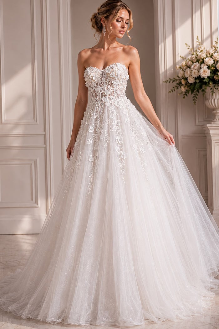 strapless a line tulle bridal gown JB39160