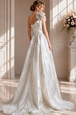 back of one shoulder a line bridal gown JB39218