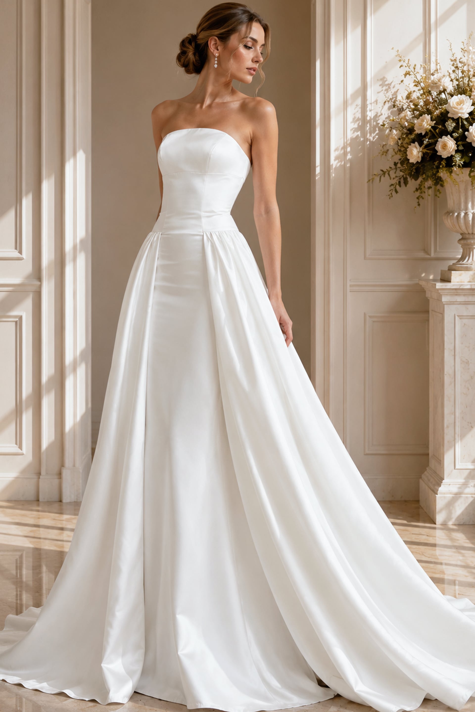 JB39250-9 strapless aline white dress JB39250