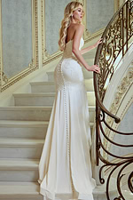 strapless off white wedding dress with back button JB40013