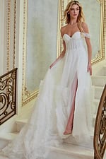 tulle strapless high slit wedding dress JB41159