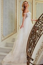 off the shoulder long tulle wedding dress JB41159