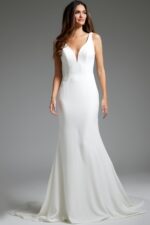 ※やおやおです Off White Sheer Lace Back Wedding Dress JB42222 | Jovani