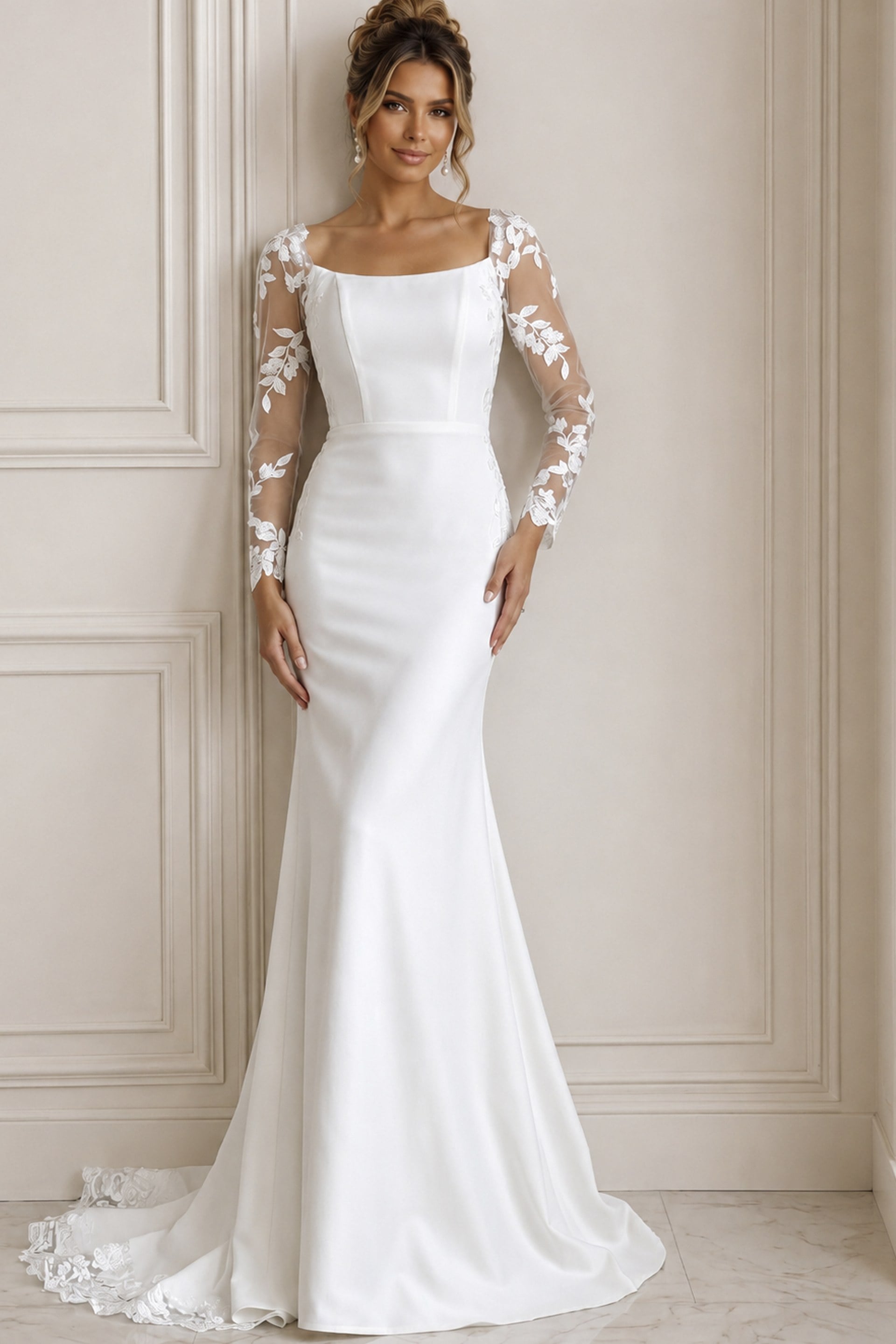 ivory maxi dress with sleeves Melrose Ivory Long Sleeve Lace Maxi Dress - XXL Size - Women's Dresses