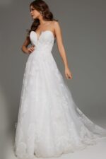 Strapless Floral Applique Wedding Dress with Sweetheart