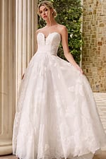 plunging neckline a line wedding dress JB42324