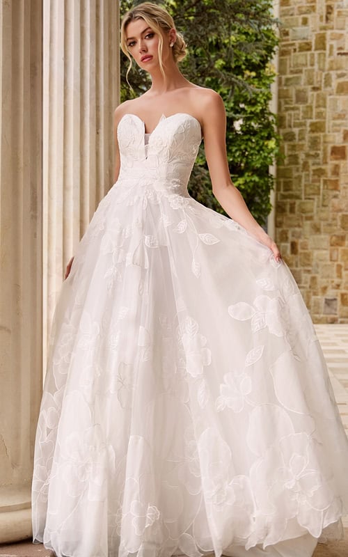 plunging neckline a line wedding dress JB42324