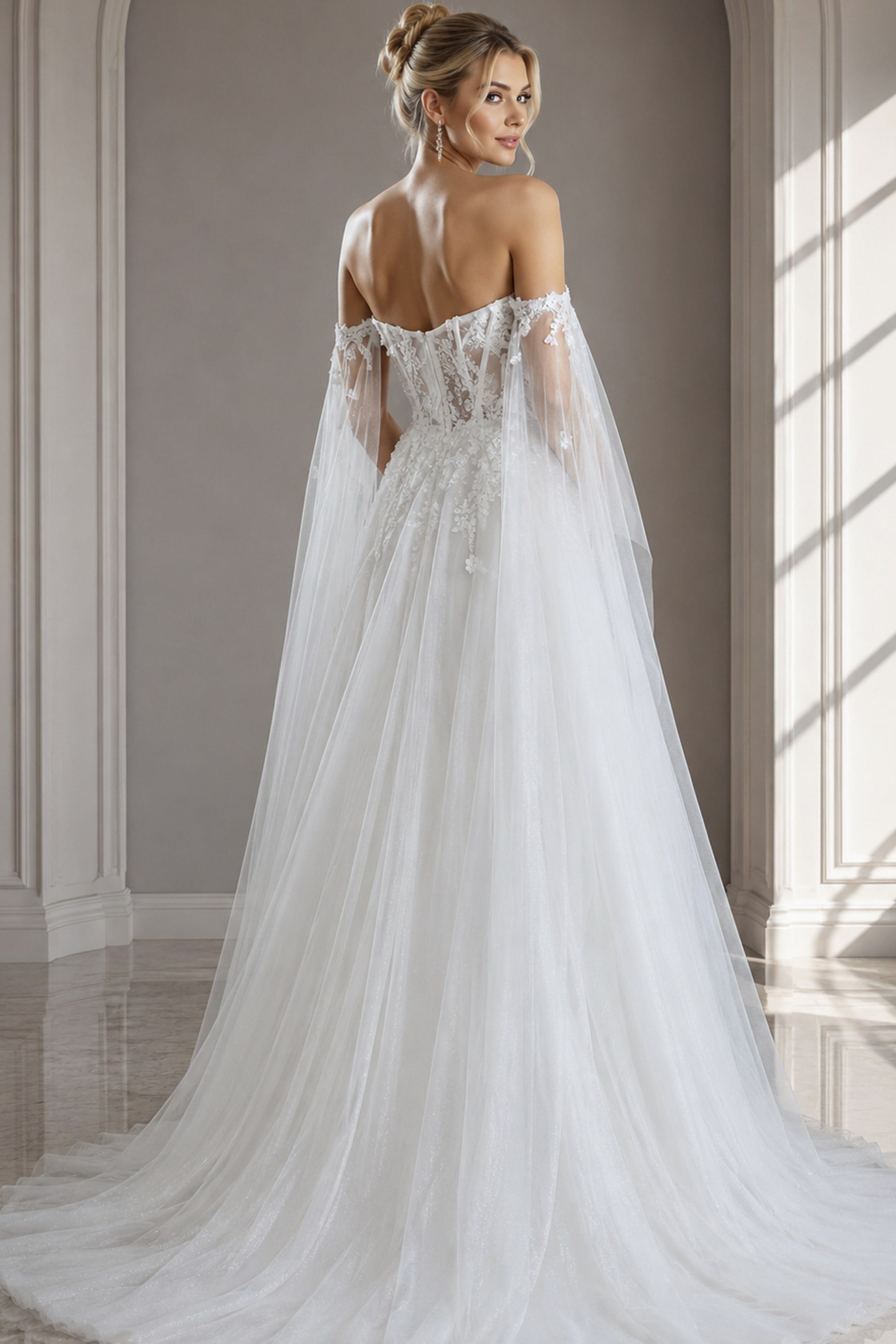 Sheer Bridal Gown with Floral Embellishments JB42480 | Jovani
