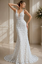 Romantic 3D Floral Bridal Dress
