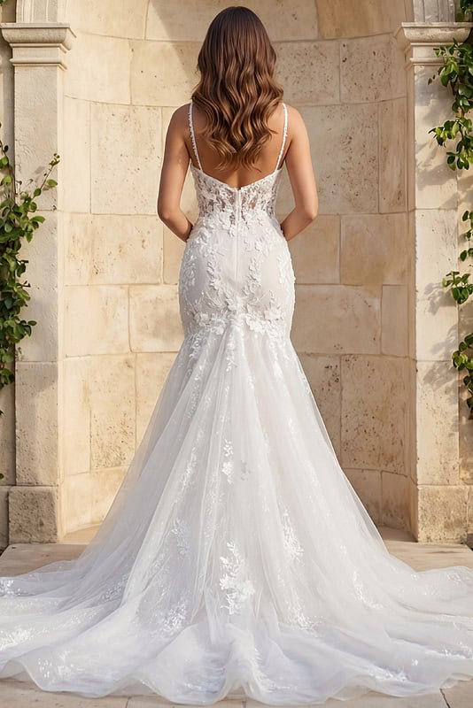 Elegant Mermaid Lace Wedding Dress with Floral Appliqu JB42484 | Jovani