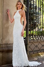halter neckline wedding dress with side sheer panels JB42770