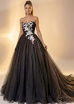 back and white strapless tulle ball gown JB43233