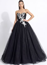 strapless black and white ball gown JB43233