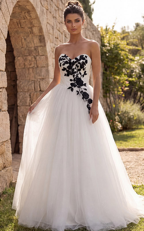 white strapless tulle ball gown JB43233