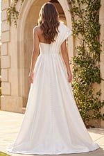 pleated wedding dress with back buttons JB43278