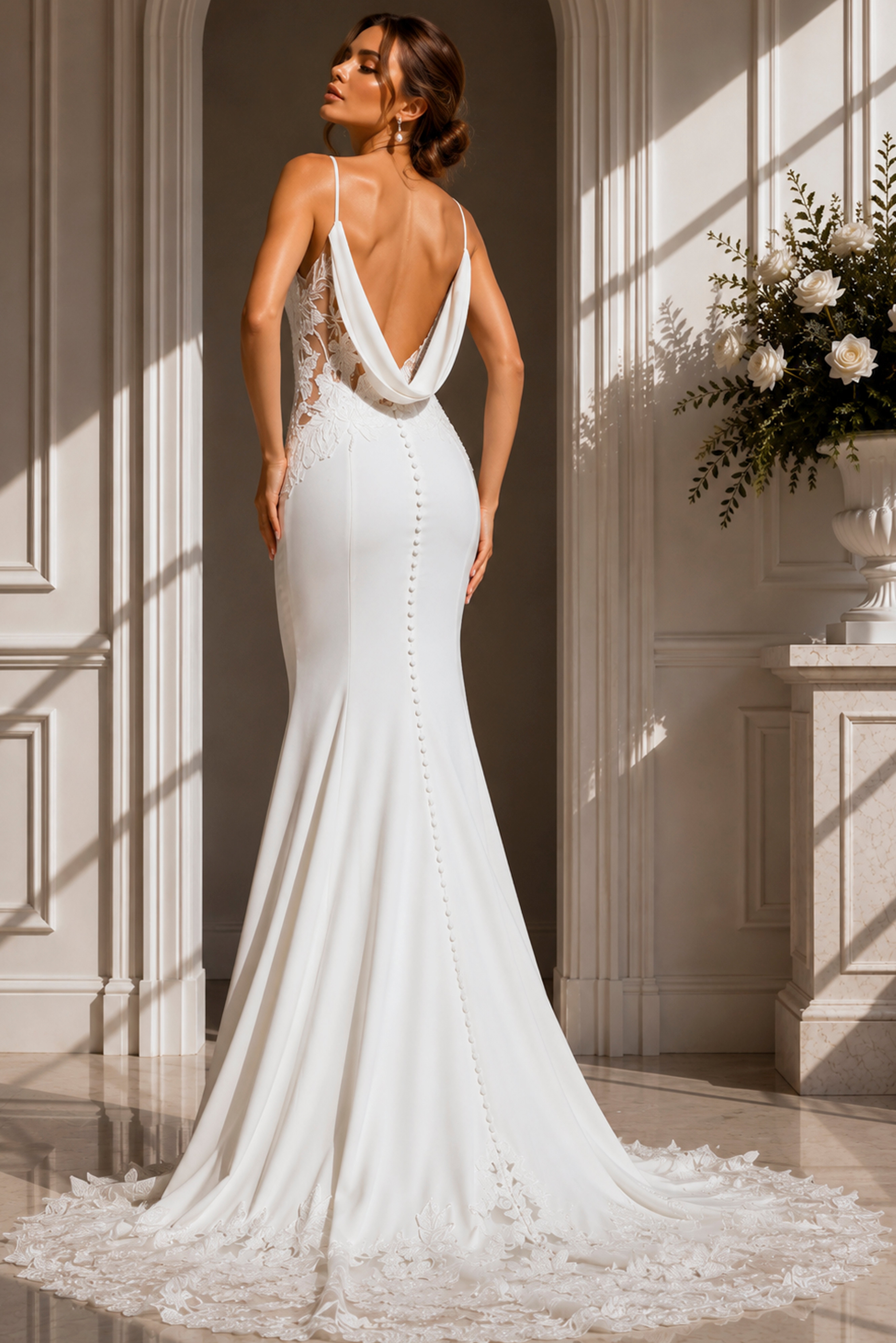 JOVANI ジョバーニ　オフショルダードレス　フリル　パーティ　ラウンジ Ivory Bridal Gown with Floral Lace Embellishments JB43322 | Jovani