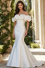 ruffled neck mermaid off the shoulder dress JB43896