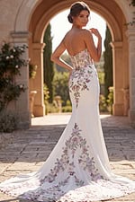 Strapless floral mermaid dress with long tail in the back JB43902