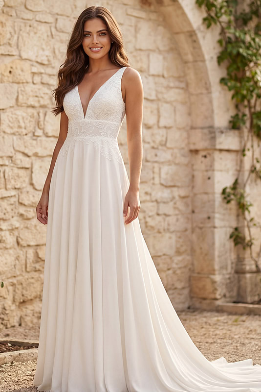 Deep V Neck A Line Bridal Gown With Lace Bodice JB43905 | Jovani Deep V Neck A Line Bridal Gown With Lace Bodice JB43905 | Jovani