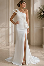 Elegant Asymmetric Bridal Gown Slit