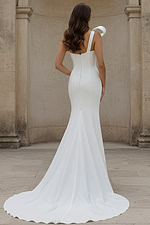 one shoulder sculpted detail bridal gown front view