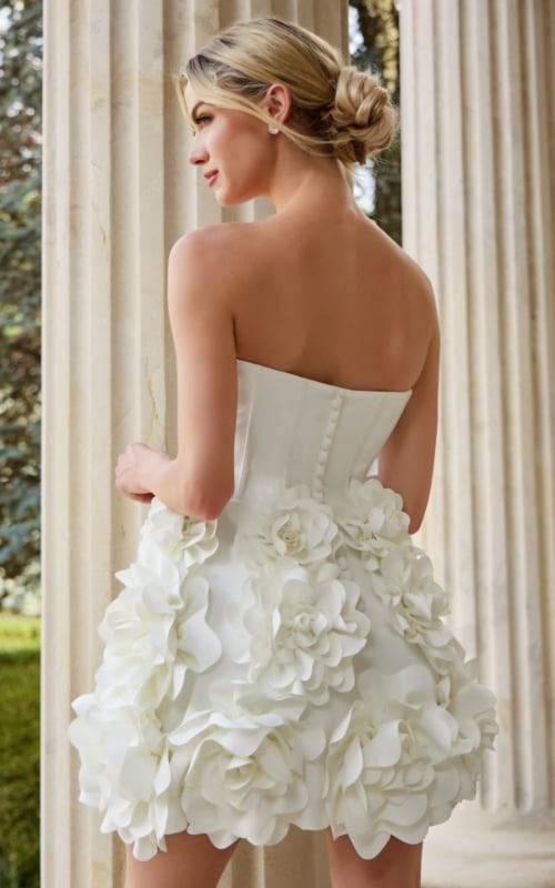 back of fit and flare ruffled dress JB44284