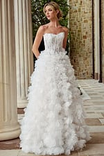strapless corset bodice ruffled skirt long wedding dress JB44604