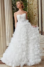 ruffled skirt strapless wedding dress JB44604