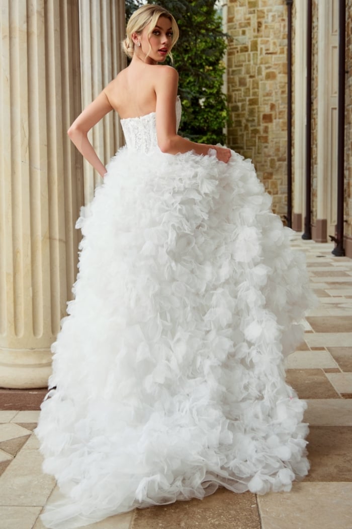ruffled skirt long wedding dress JB44604