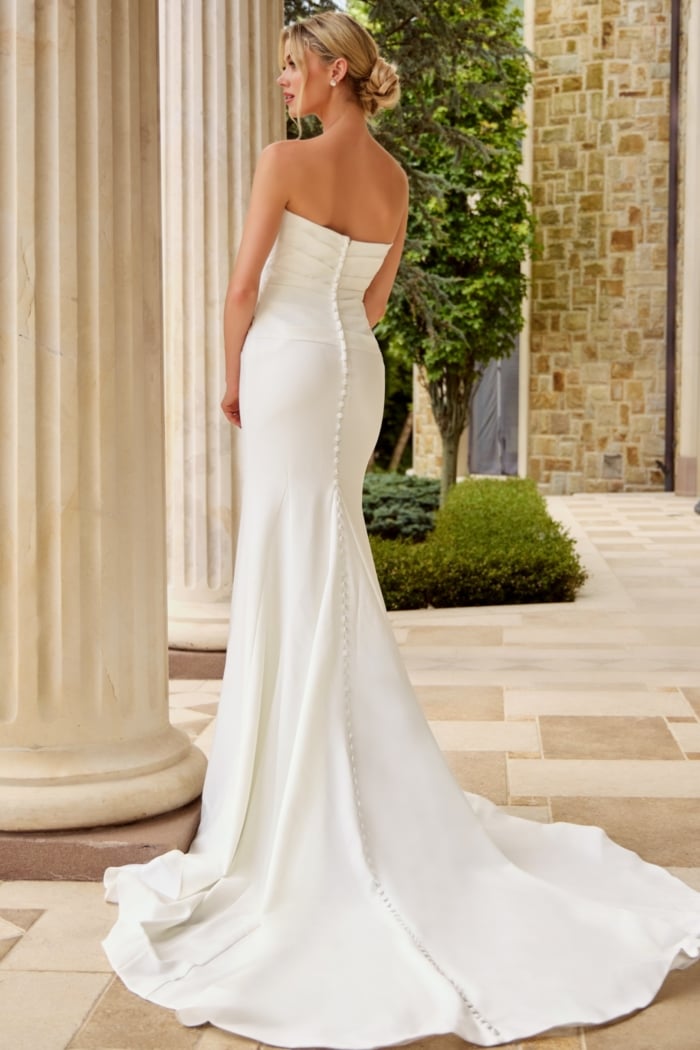 back of white dress with back buttons JB45112