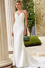 strapless v neck fitted wedding dress JB45112