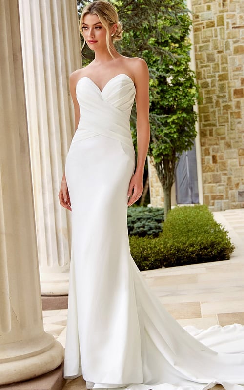 strapless v neck fitted wedding dress JB45112