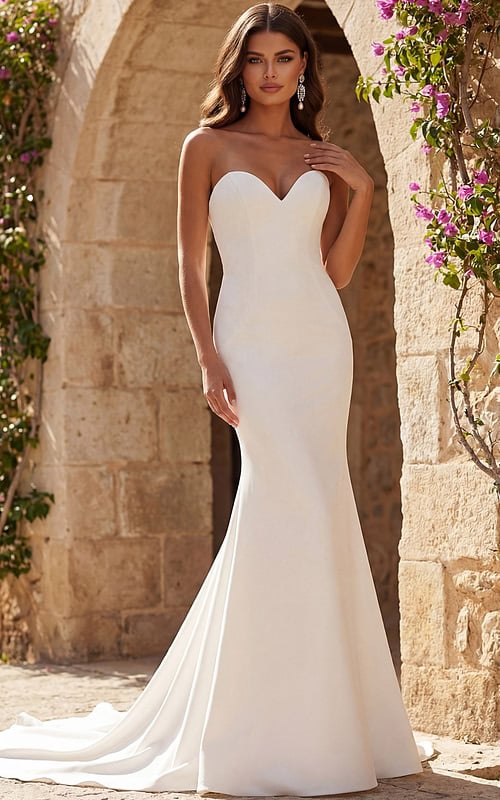 sweetheart neckline mermaid white dress JB45113