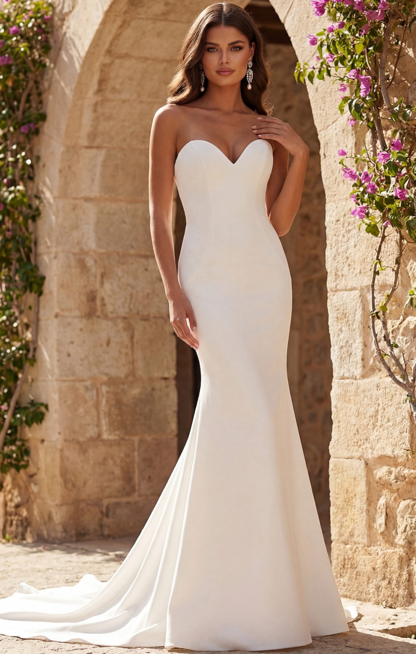 sweetheart neckline mermaid white dress JB45113