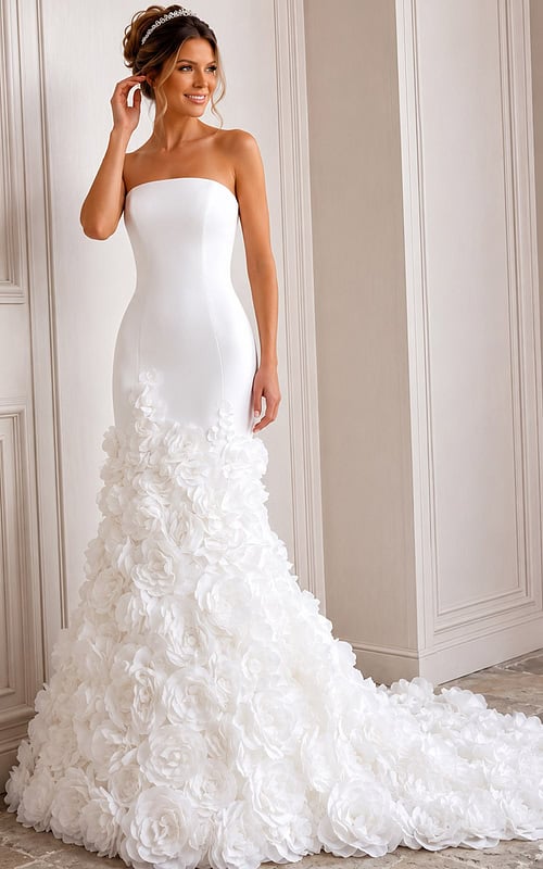 fitted dresses for weddings Stunning Form-Fitting Wedding Dress with Stand-Up Collar and Slit in Satin  and Glitter Shaya