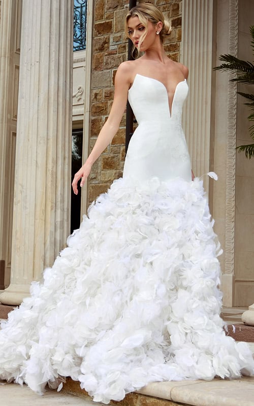 fit and flare dress burgundy Ivory lace Sweetheart Strapless Mermaid Charming Wedding Dresses, AB15 –  AlineBridal main image 1