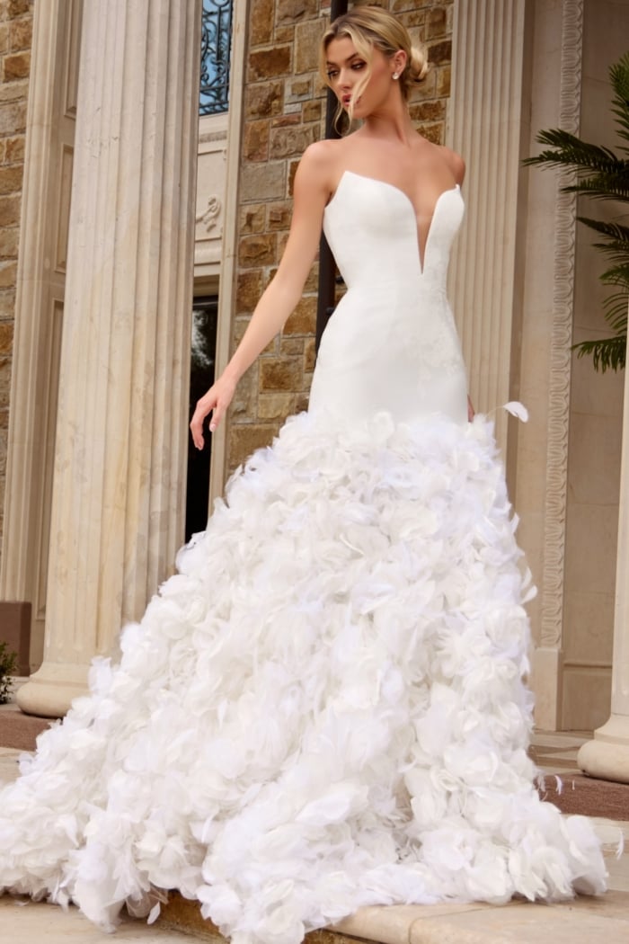Strapless Mermaid Wedding Dress with 3D Floral Skirt JB45121