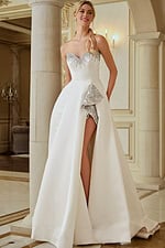 high slit strapless beaded dress JB45132
