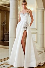 high slit beaded long wedding dress JB45132